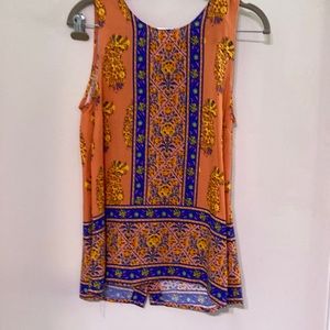 Christian Soriano orange print summer blouse size S